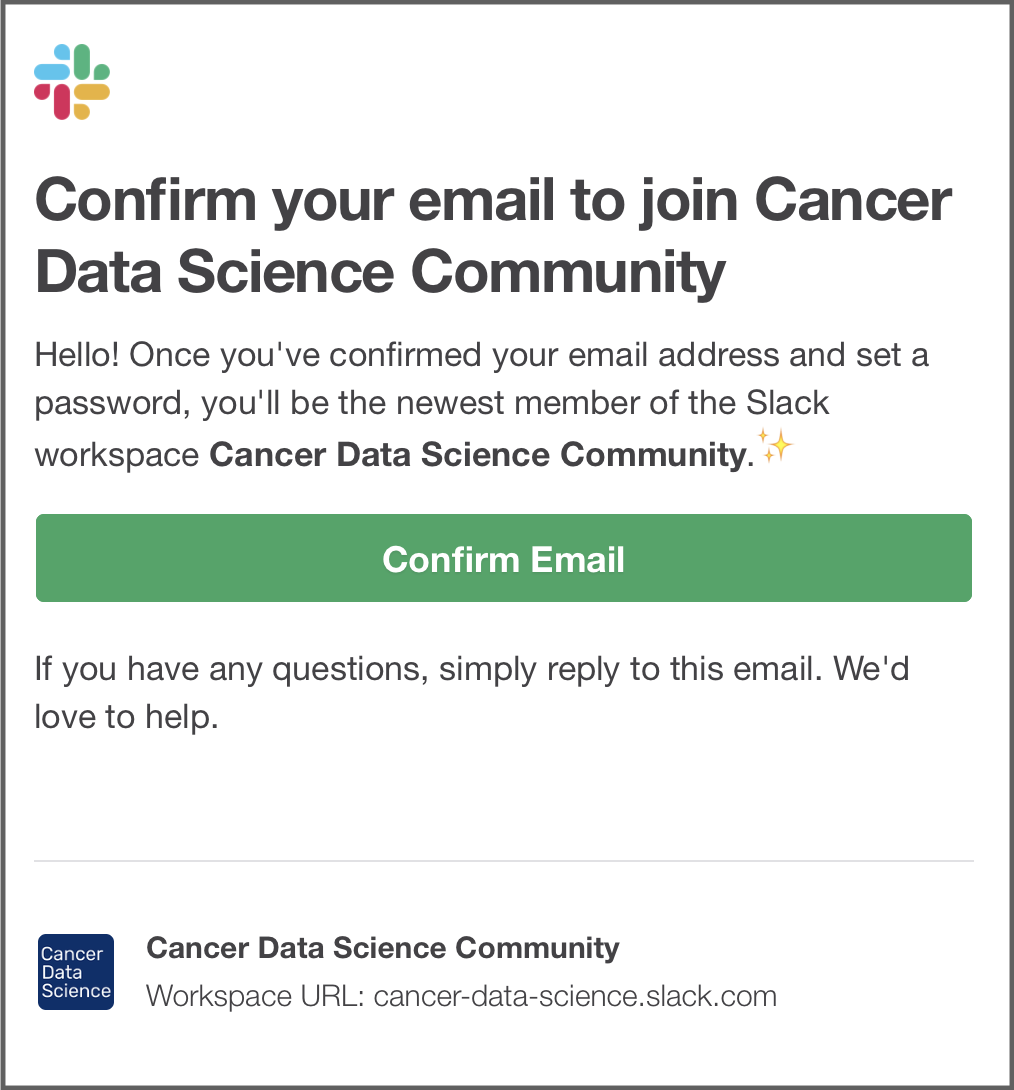 Slack email confirmation