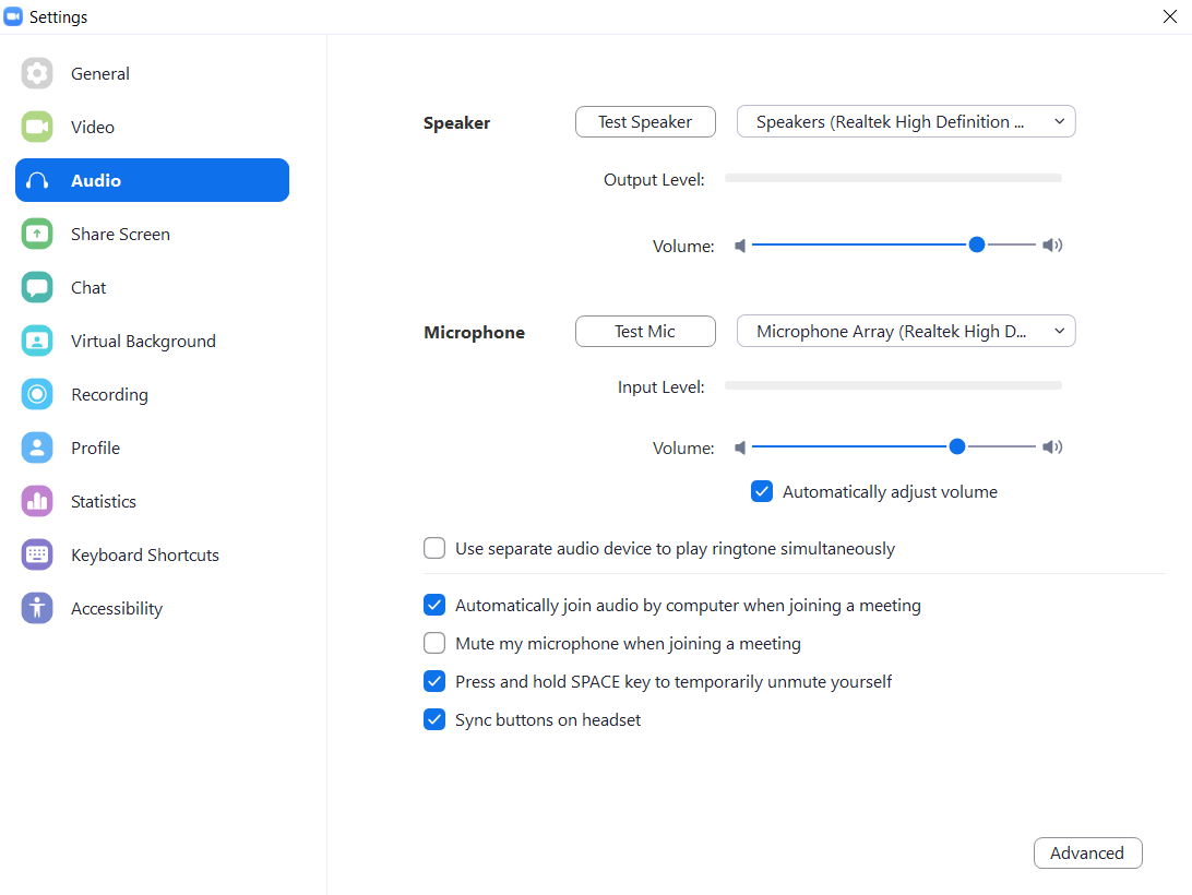 Microphone preferences