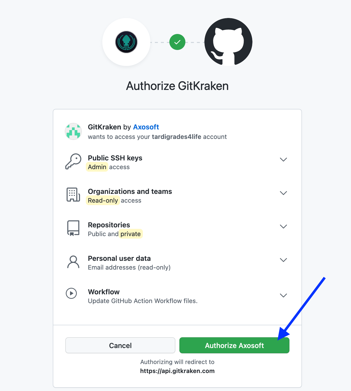 GitKraken Axosoft Authorization 