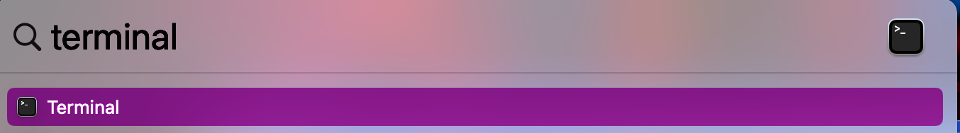 Search for Terminal in Mac Spotlight