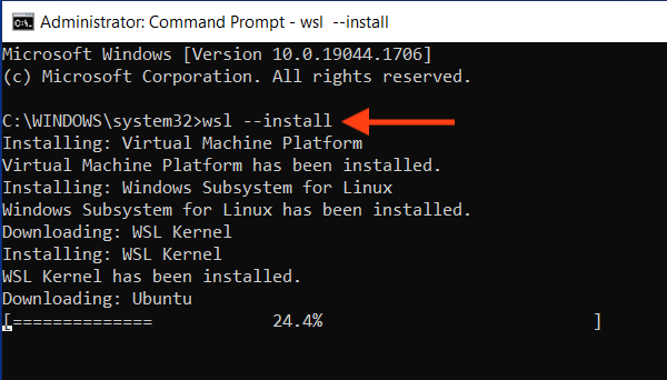 wsl install progress