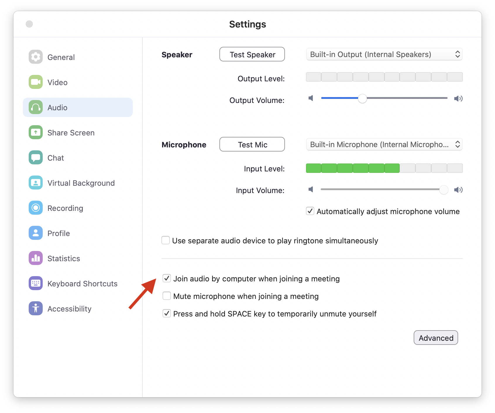 Microphone preferences