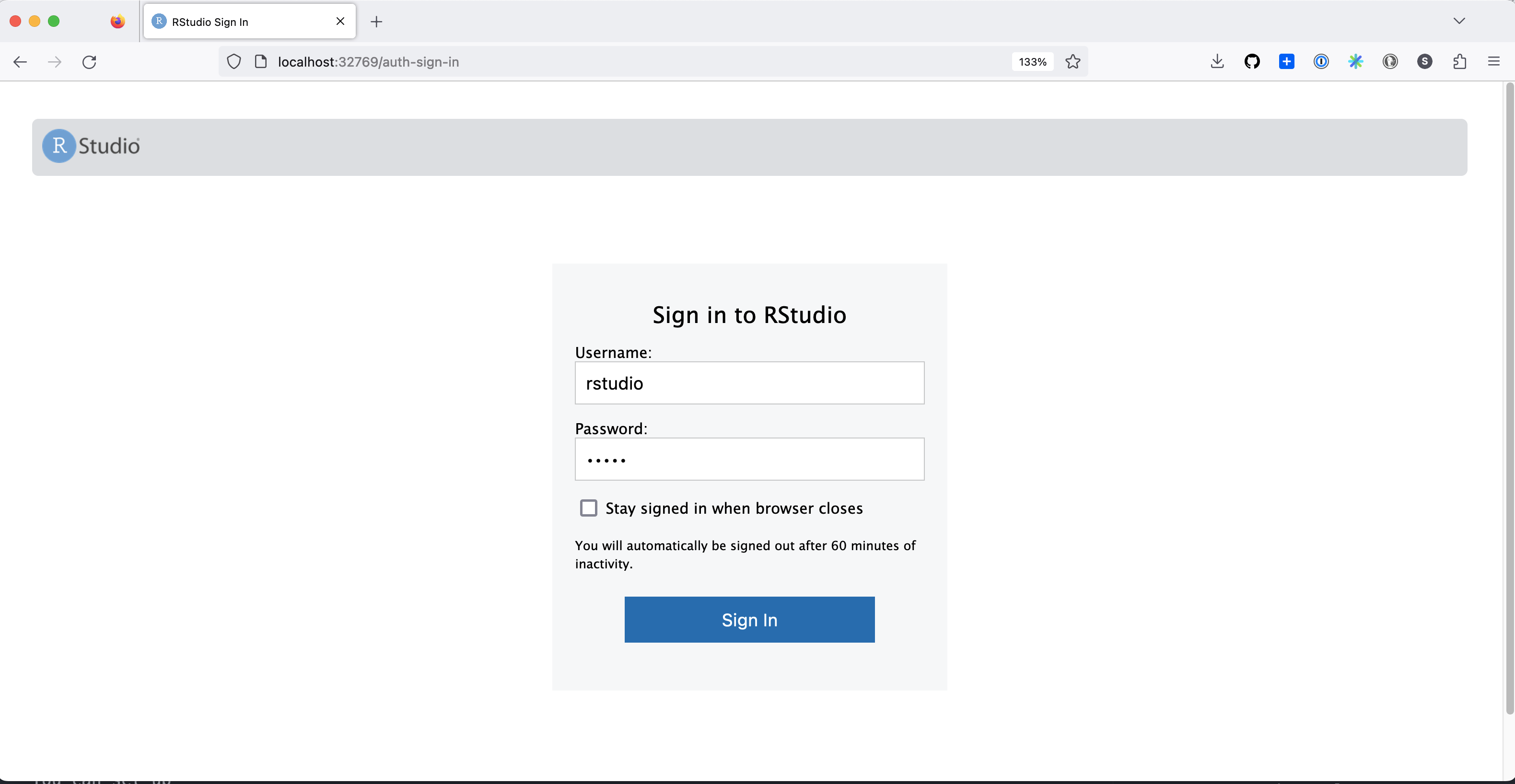 Log into RStudio Server