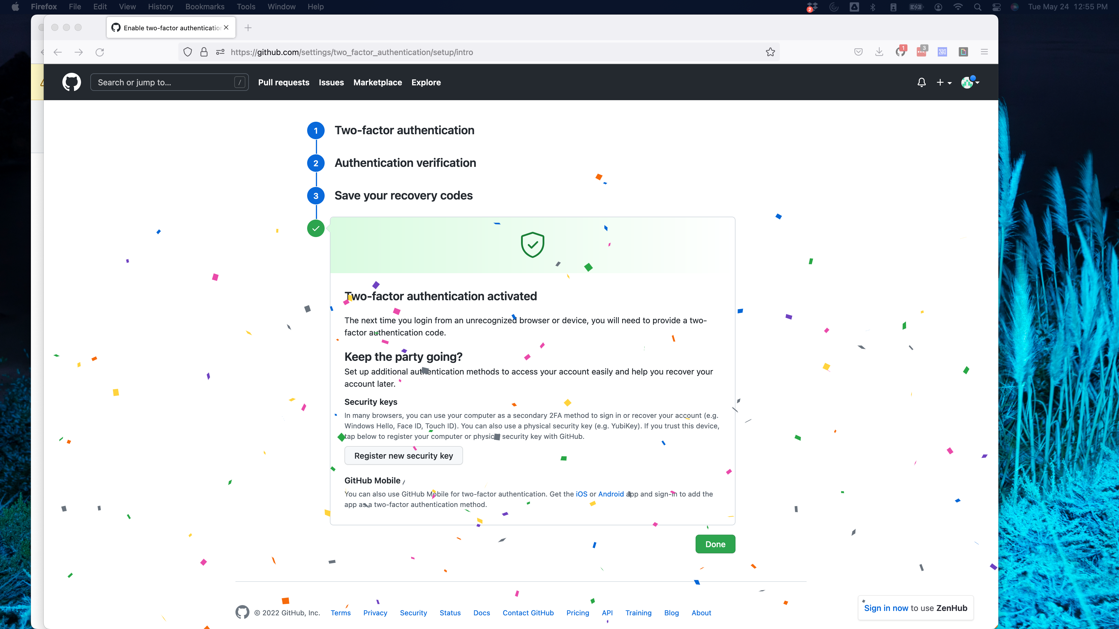 Celebrate your Github 2FA