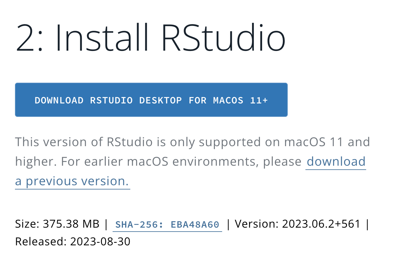 RStudio Download Page