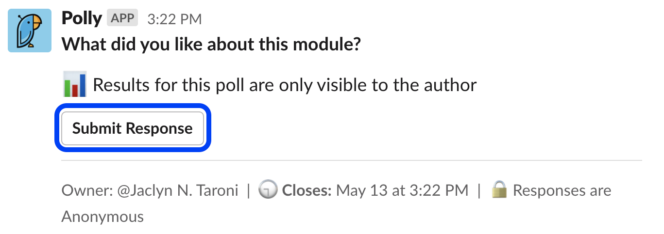 Submit a response to a Polly poll in Slack