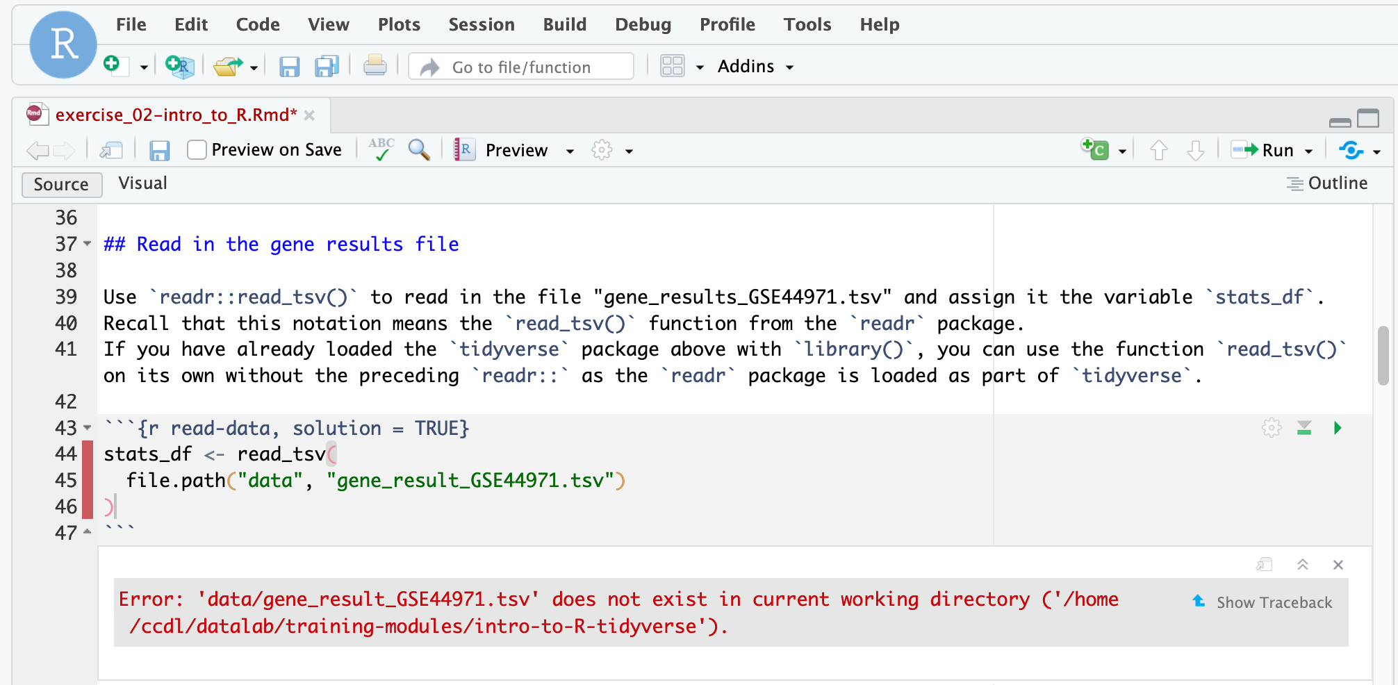 Error in R code