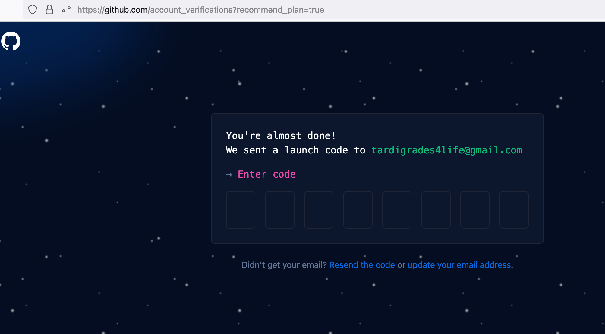 GitHub Launch Code Prompt