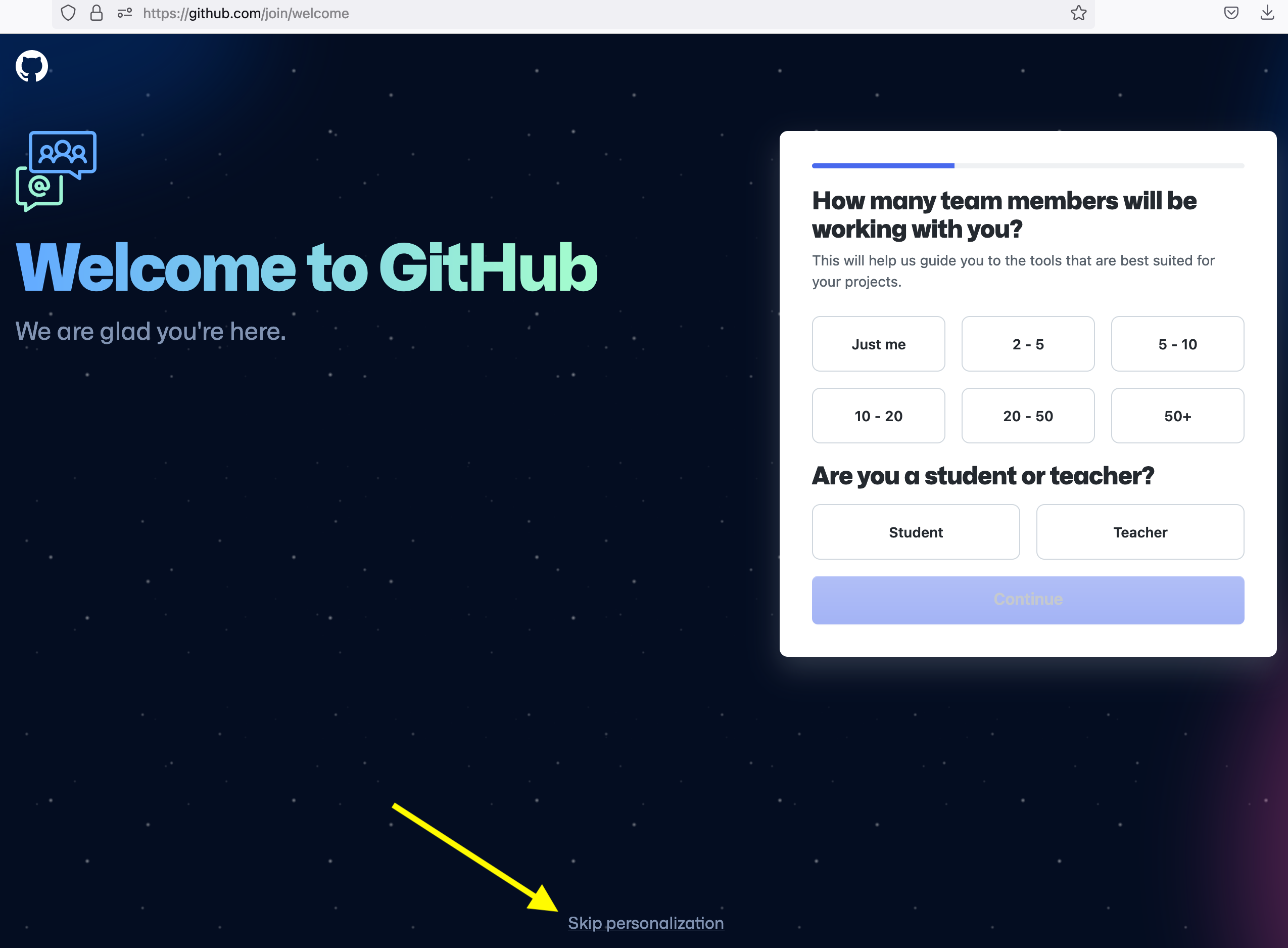 GitHub Personalization Page
