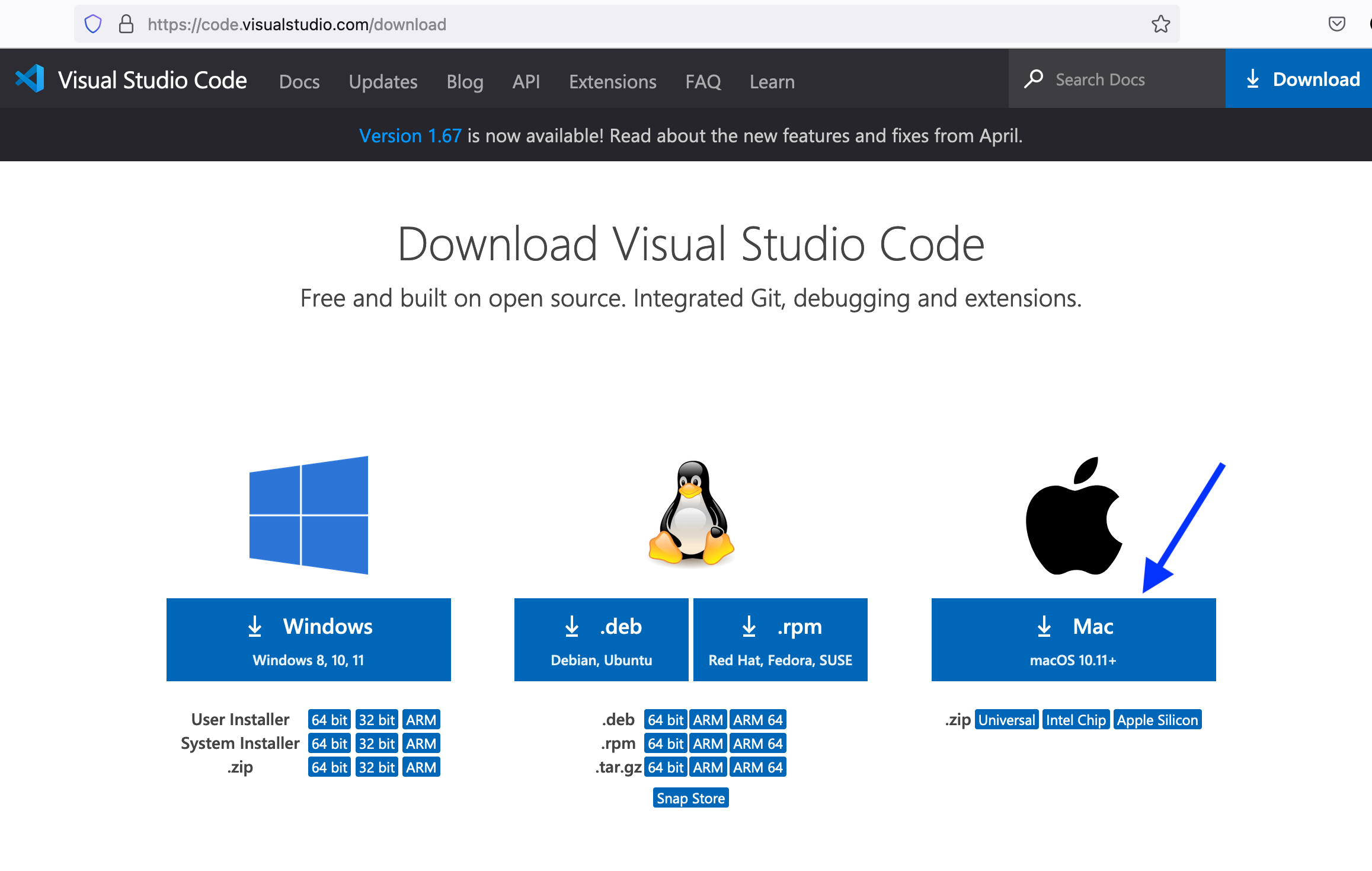 Visual Studio Code Download Page