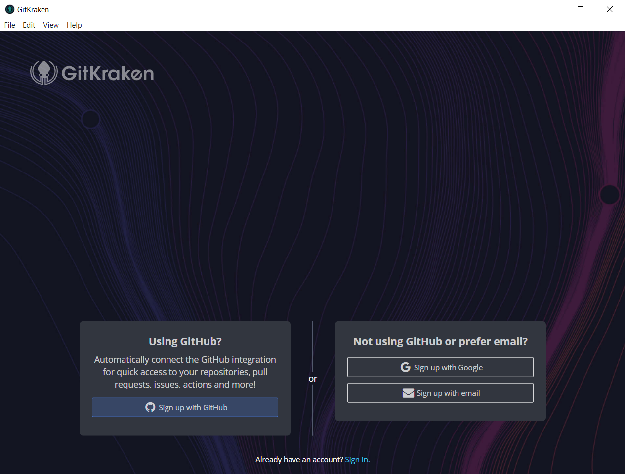 GitKraken launch window